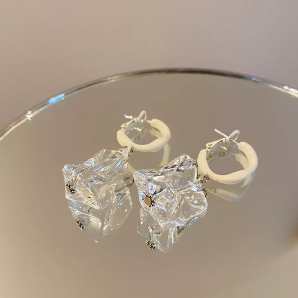 🌟 Transparent Acrylic Big Crystal Earrings - Picture 5 of 6